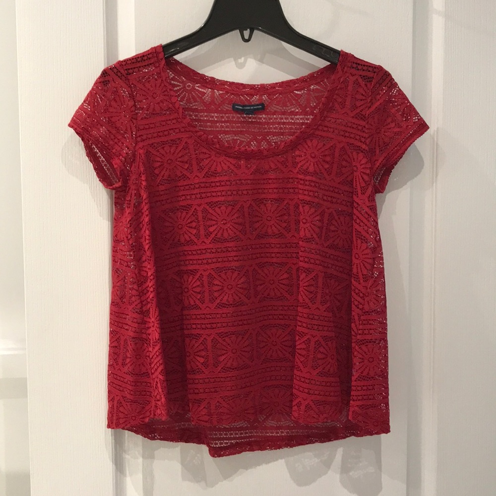 Red Lace T-Shirt XS